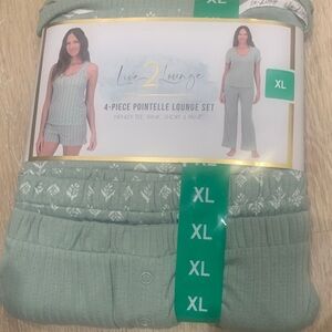 BNWT Live2Lounge  Women's Green 4-Piece Pointelle Lounge Set